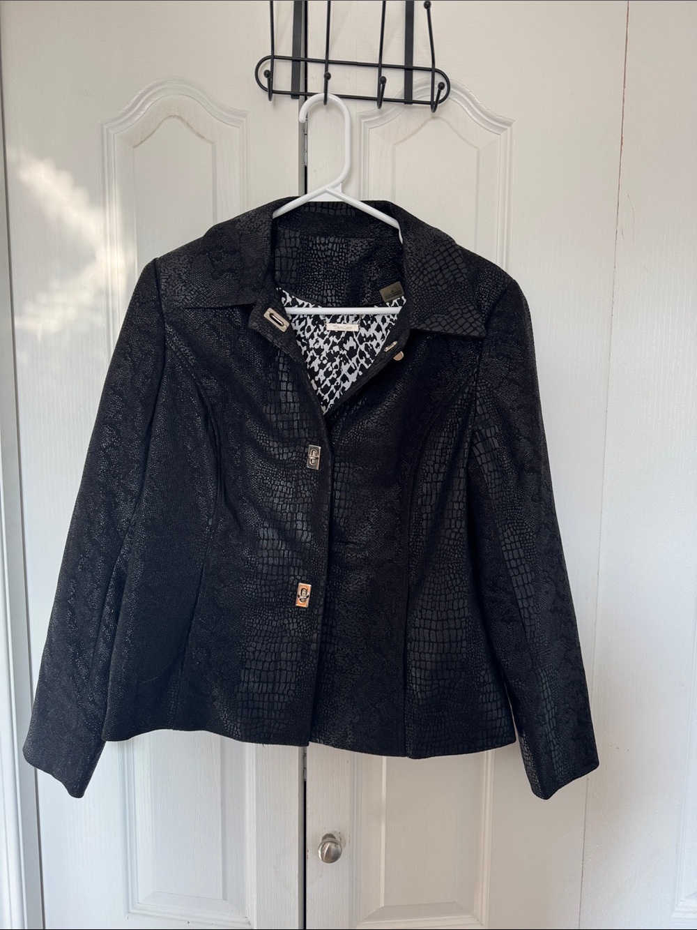 TanJay Black Croc-Embossed Blazer Grannycore Size 10